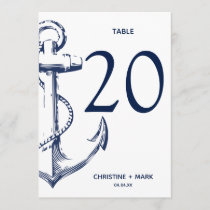 Navy Nautical Sketch Anchor | Table Numbers