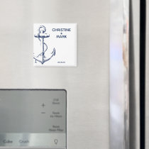Navy Nautical Sketch Anchor Wedding Magnet