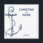 Navy Nautical Sketch Anchor Wedding Magnet<br><div class="desc">Nautically themed magnets that are customizable.</div>