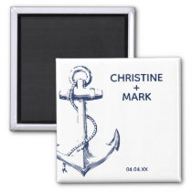Navy Nautical Sketch Anchor Wedding Magnet