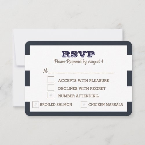 Navy Nautical Stripe RSVP Card