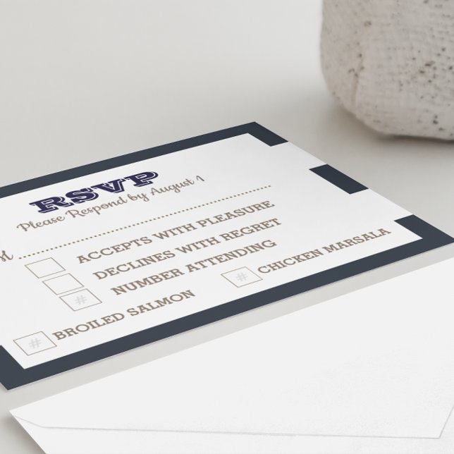 Navy Nautical Stripe RSVP Card (Creator Uploaded)