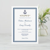 Navy Nautical Style Anchor Wedding Invitation (Standing Front)