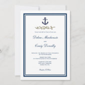 Navy Nautical Style Anchor Wedding Invitation (Front)