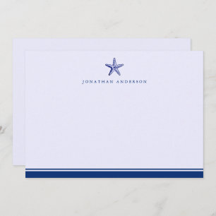 Navy Nautical Themed Starfish Correspondence Note Card