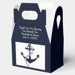 Navy Nautical Wedding Anchor Modern Favor Boxes