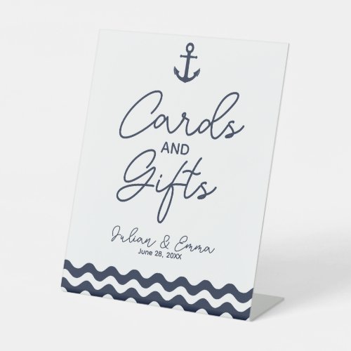 Navy Nautical wedding cards  Gift print Pedestal Sign