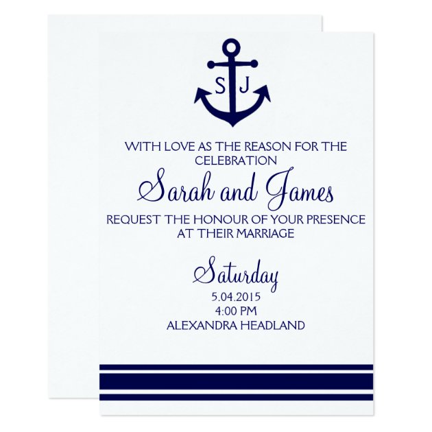 Navy Nautical Wedding Invitation