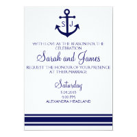 navy nautical wedding invitation