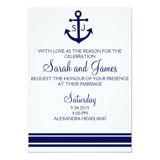 Navy Nautical Wedding Invitation