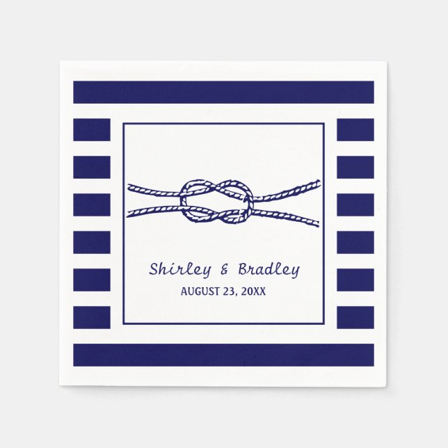 Navy Nautical Wedding Personalized Napkins (Front)
