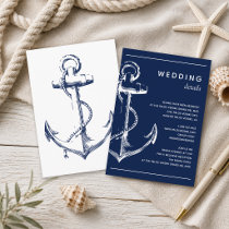 Navy Nautical White Anchor Wedding Detail Enclosure Card