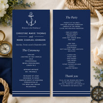 Navy Nautical White Anchor Wedding Program