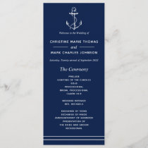 Navy Nautical White Anchor Wedding Program