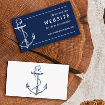 Navy Nautical White Ship Anchor Wedding Website Enclosure Card