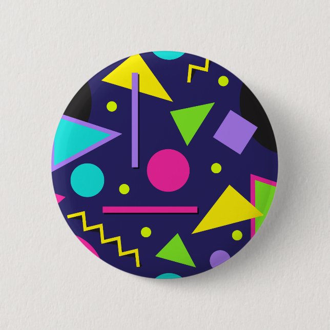 Navy Neon Abstract Button (Front)
