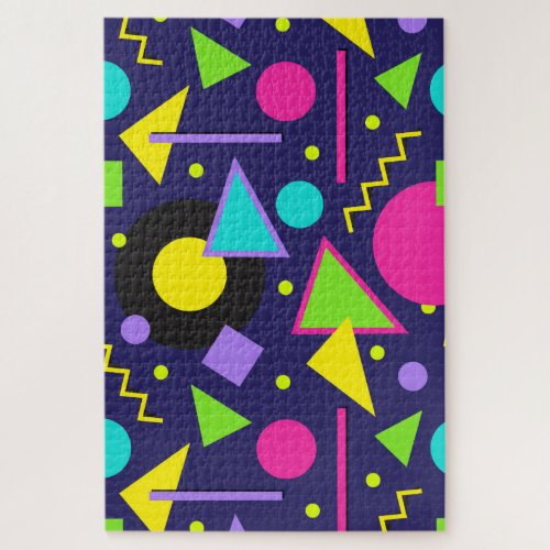 Navy Neon Abstract Jigsaw Puzzle