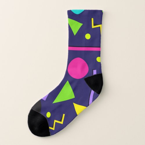Navy Neon Abstract Socks