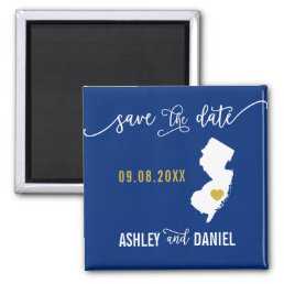 Navy New Jersey Wedding Save the Date Map Magnet