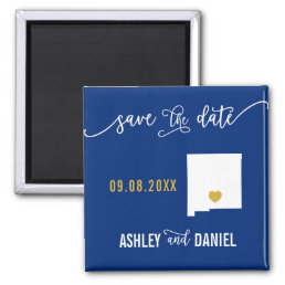 Navy New Mexico Wedding Save the Date Map Magnet