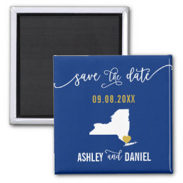 Navy New York Wedding Save the Date Map Magnet