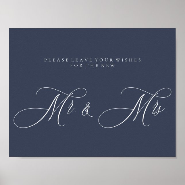 Navy Newly Weds Script Simple Mr and Mrs Poster (Front)