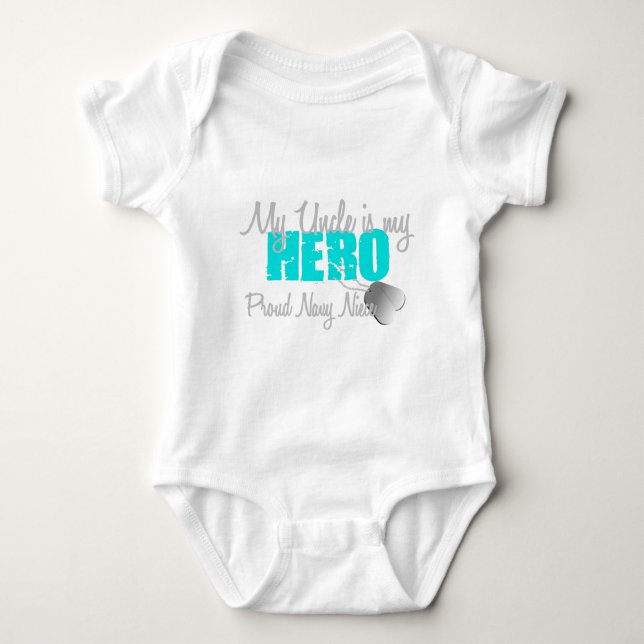 Navy Niece Hero Uncle Baby Bodysuit (Front)