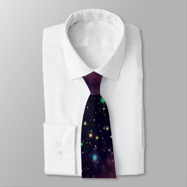 Navy  Night sky  stars, nigh Neck Tie (Tied)