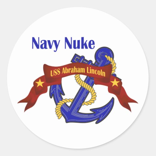 Navy Nuke  USS Abraham Lincoln Classic Round Sticker