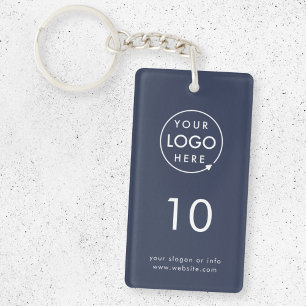 Navy Number Modern Blue Hospitality Business Keychain