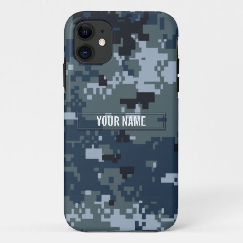 Navy NWU Camouflage Customizable iPhone 11 Case