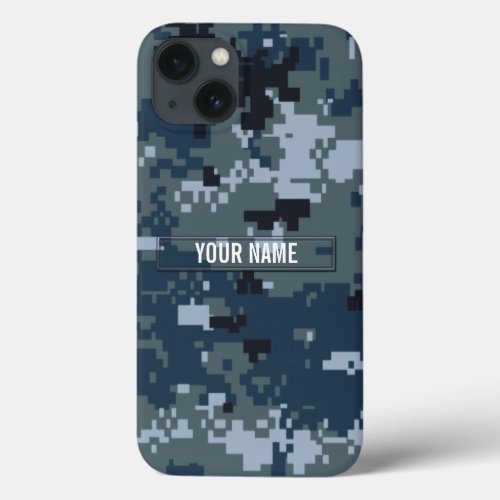 Navy NWU Camouflage Customizable iPhone 13 Case