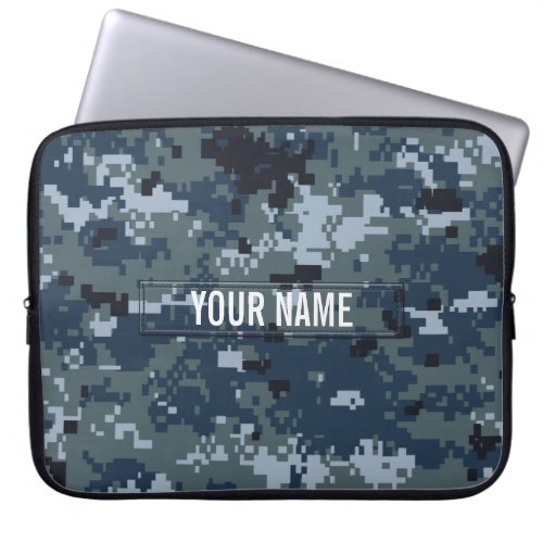 Navy NWU Camouflage Customizable Laptop Sleeve