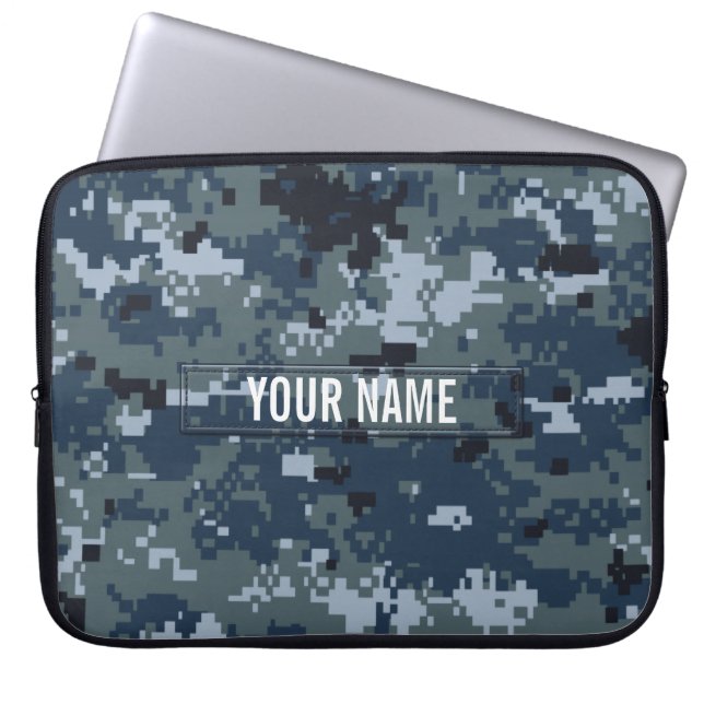 Navy NWU Camouflage Customizable Laptop Sleeve (Front)