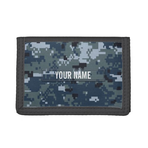 Navy NWU Camouflage Customizable Tri_fold Wallet