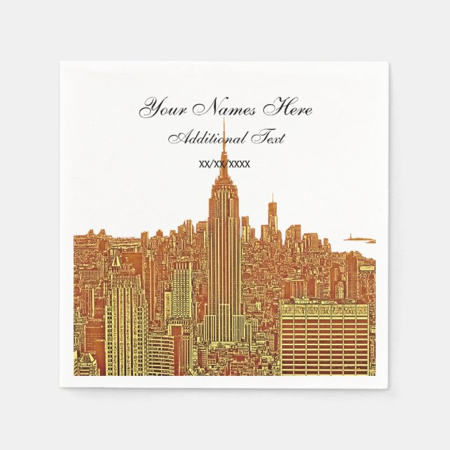 Navy NYC Skyline Silhouette, ESB Paper Napkins (Front)