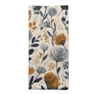 Navy & Ochre Botanical Cloth Napkin