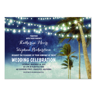 navy ombre beach wedding invitations