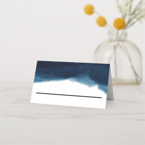 Navy Ombre Sky with Bronze Stars Wedding Place Card