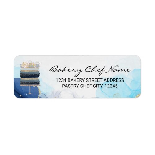 Navy Ombre Wedding Party Cake Label