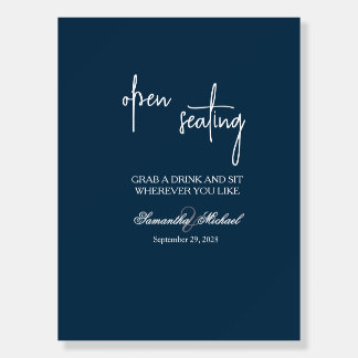 Navy Open Seating Wedding Sign