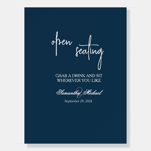 Navy Open Seating Wedding Sign (Front)