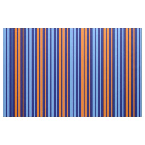 Navy Orange Cyan Vertical Stripes Design Fabric