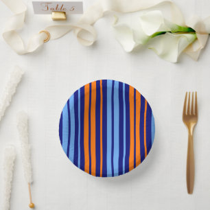 Navy Orange Cyan Vertical Stripes Design Paper Bowls