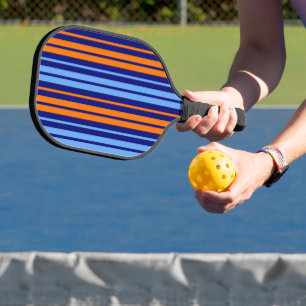 Navy Orange Cyan Vertical Stripes Design Pickleball Paddle