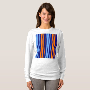 Navy Orange Cyan Vertical Stripes Design   T-Shirt