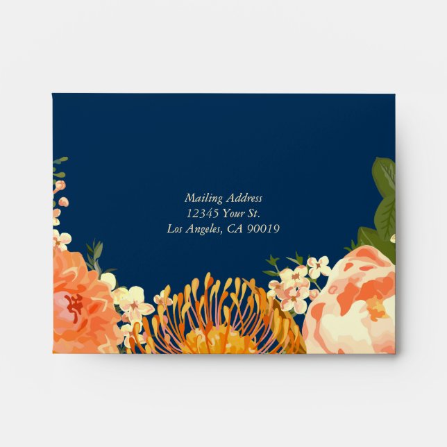 Navy & Orange Floral Response Envelope (Front)