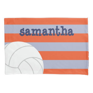Navy & Orange Giant Volleyball Striped Pillow Case