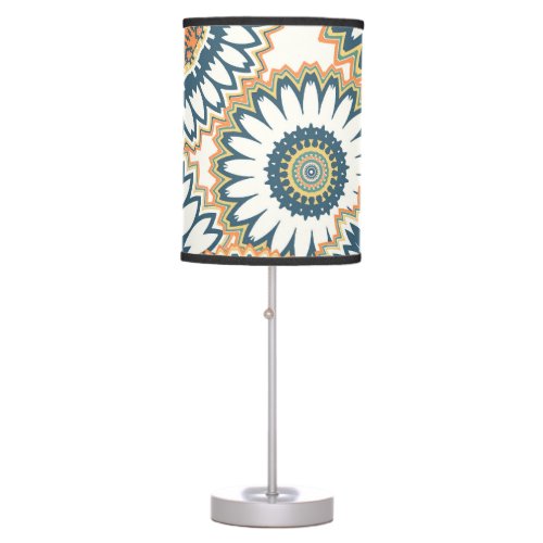 Navy Orange Multi_Mandala Design Table Lamp