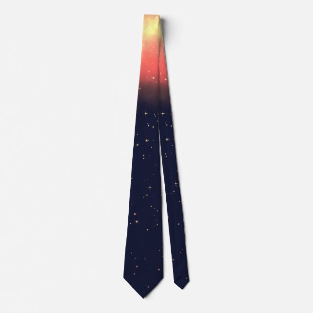 Navy Orange Nightsky milkyway,  stars, night Neck Tie (Front)